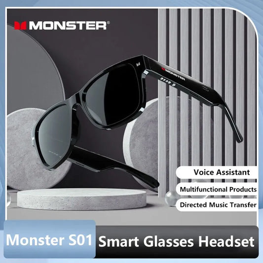 Monster S01 Smart Glasses Headset Wireless Bluetooth 5.0 Sunglasses Outdoor Sport Earphones Calling Music Eyeglasses Headset